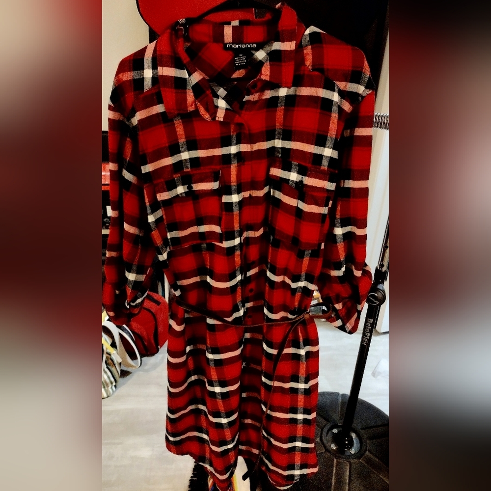 Flannel 3/4- full length sleeve with belt